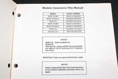 Mercruiser 90-14693-1 Marine Engine SM 4 Cylinder #10 Service Manual