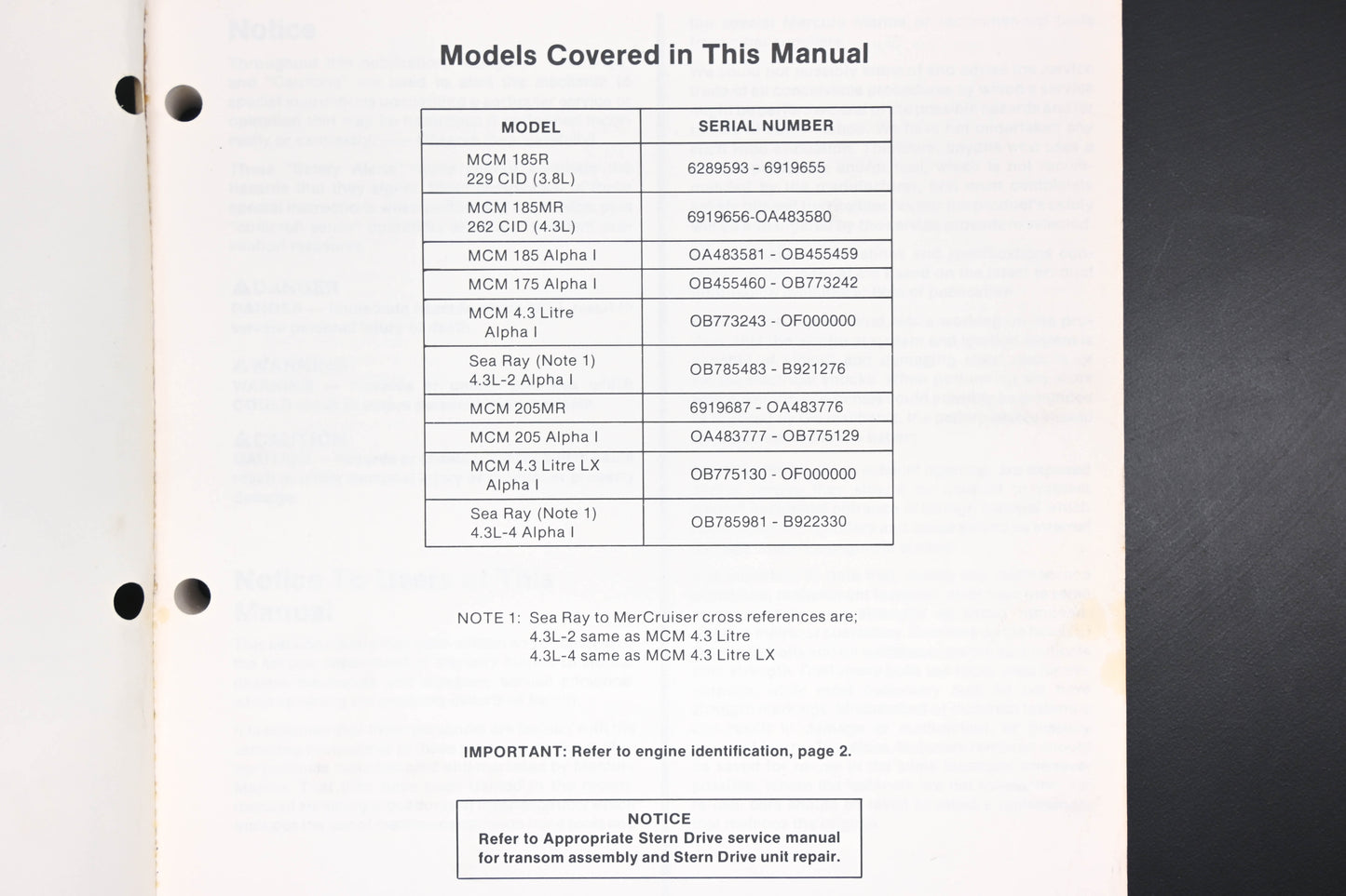 Mercruiser 90-12410 Marine Engine GM V6 Cylinder #7 Service Manual