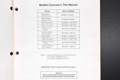Mercruiser 90-12410 Marine Engine GM V6 Cylinder #7 Service Manual