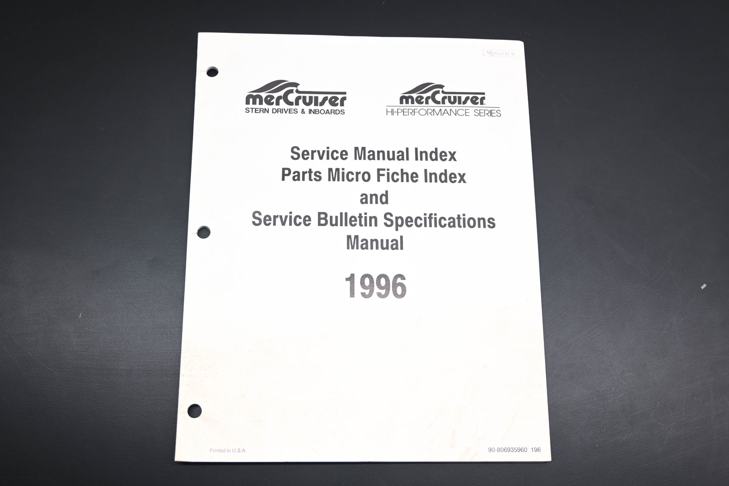 Mercruiser 90-806935960 196 1996 Service Manual Micro Fiche Bulletin Manual