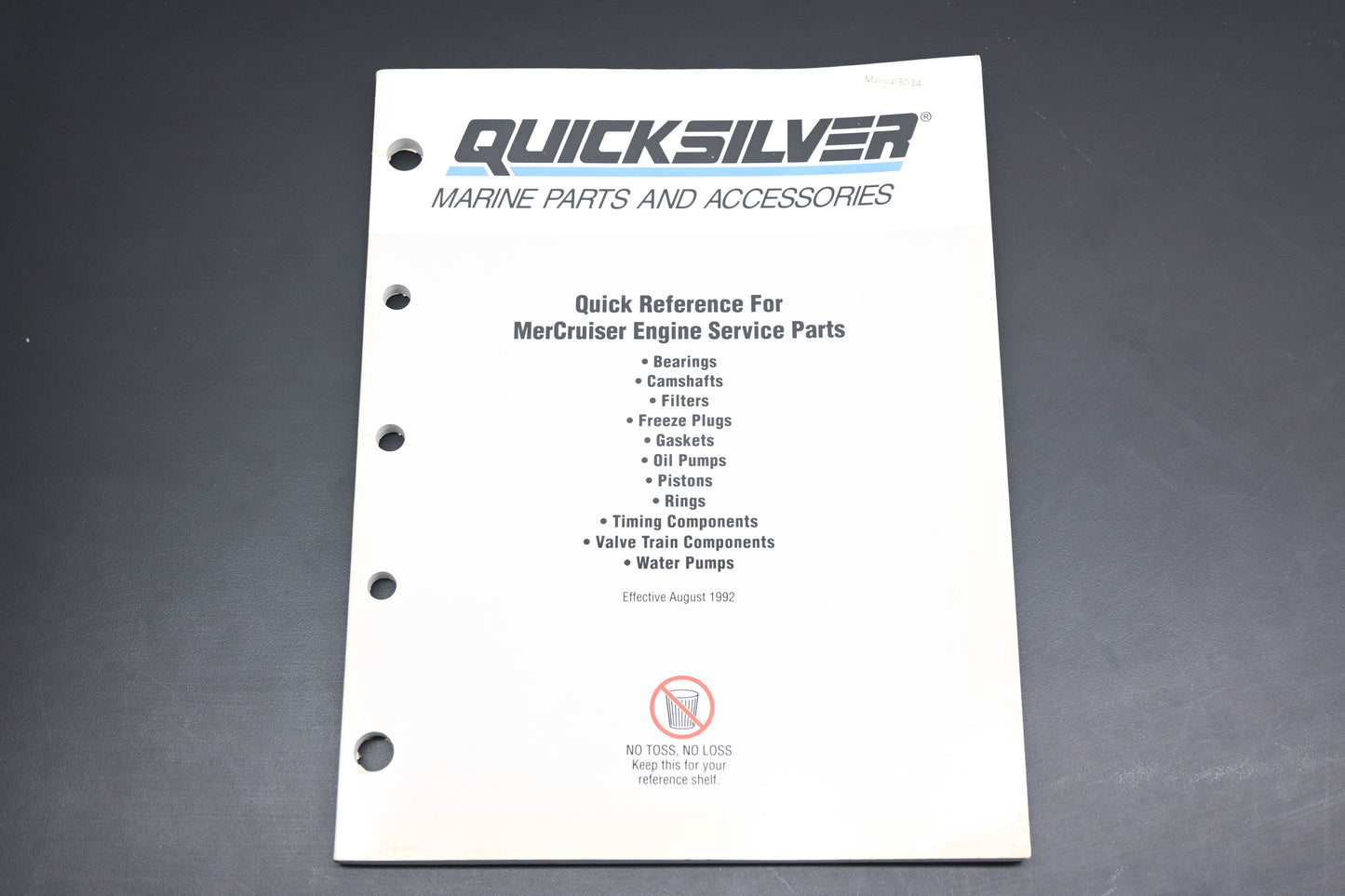 Aftermarket 90-823935-92 1992 Mercruiser Engine Service Reference Manual