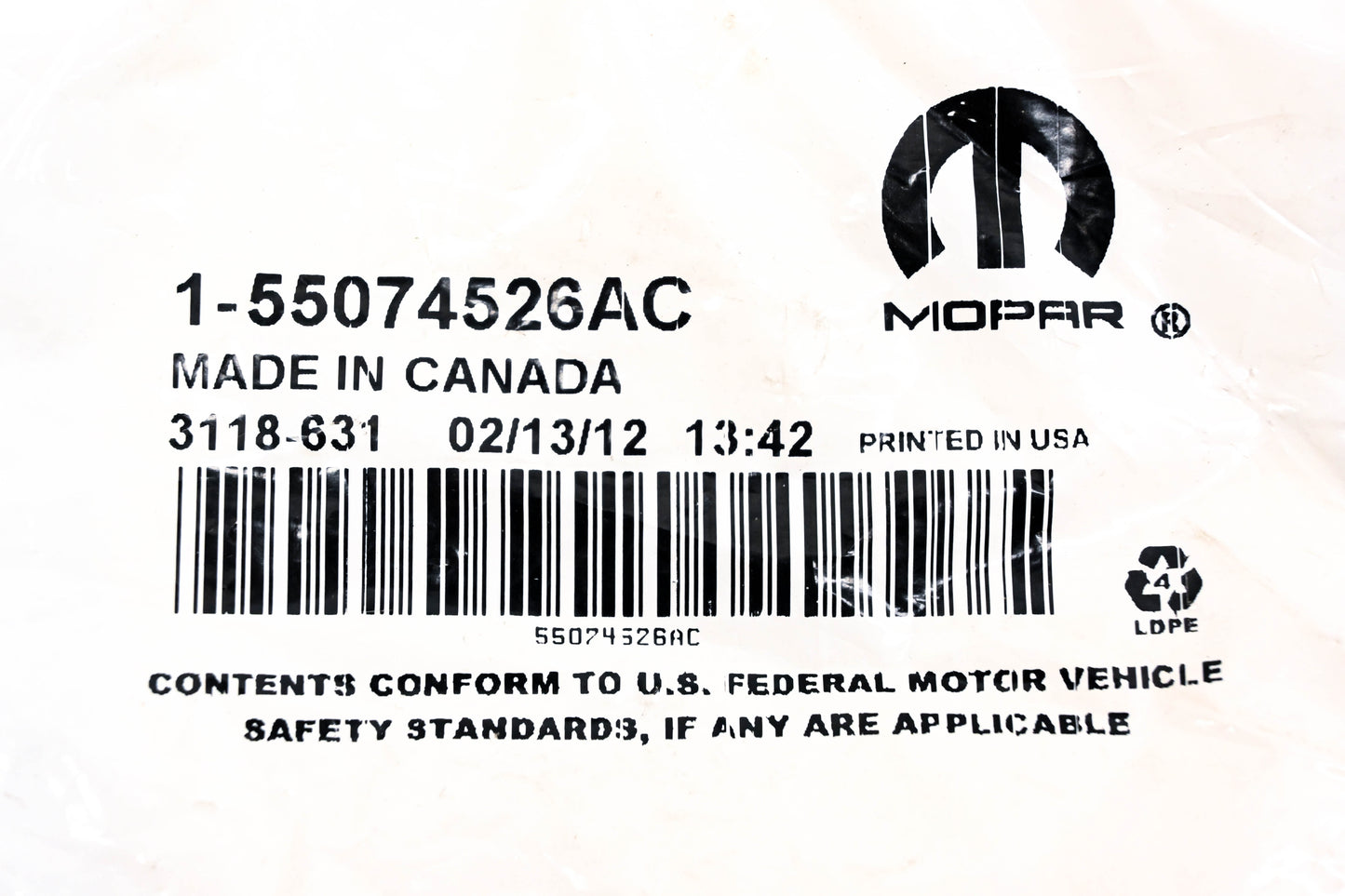 Mopar 55074526AC Hood Release Assembly NOS
