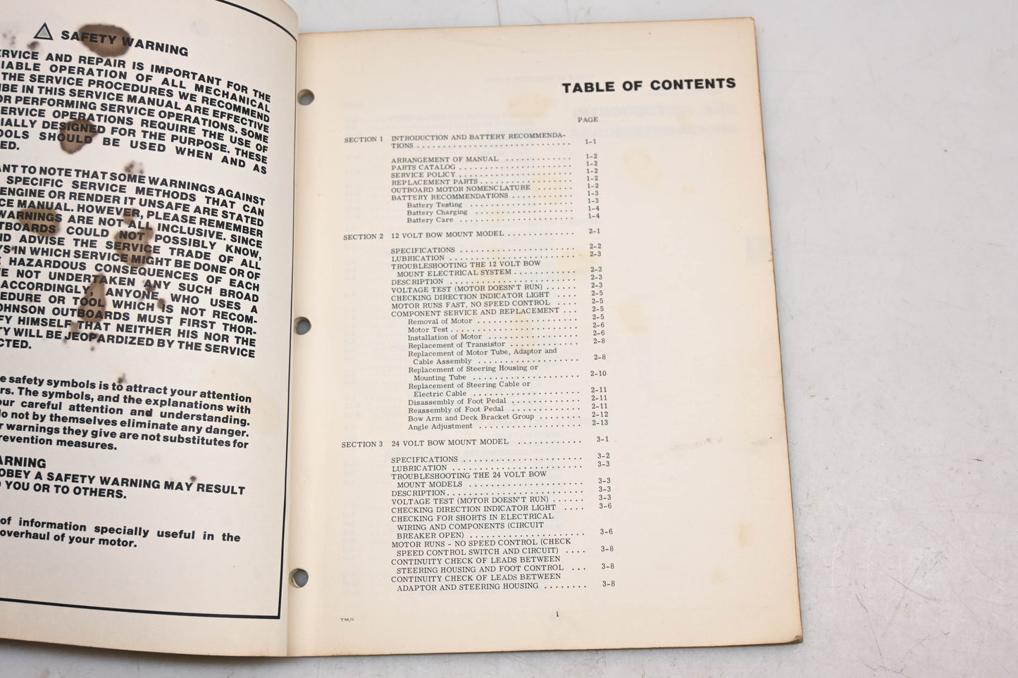 Johnson Outboards JM-7601 Electric Model Service Manual
