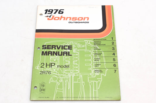 Johnson Outboards JM-7602 1976 2HP 2R76 Service Manual