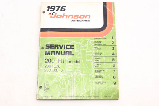 Johnson Outboards JM-7616 1976 200HP 200TL76/TXL76 Service Manual