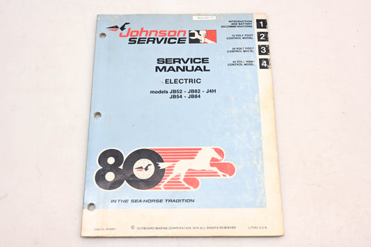 Johnson Outboards JM-8001 1980 Electric JB52 JB82 J4H JB54 JB84 Service Manual