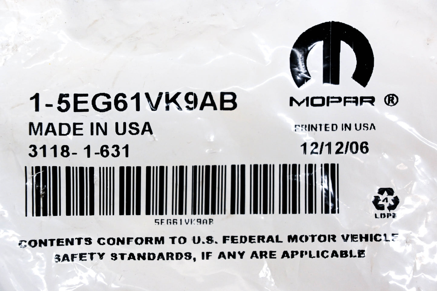 Mopar 5EG61VK9AB Parking Brake Release Handle NOS