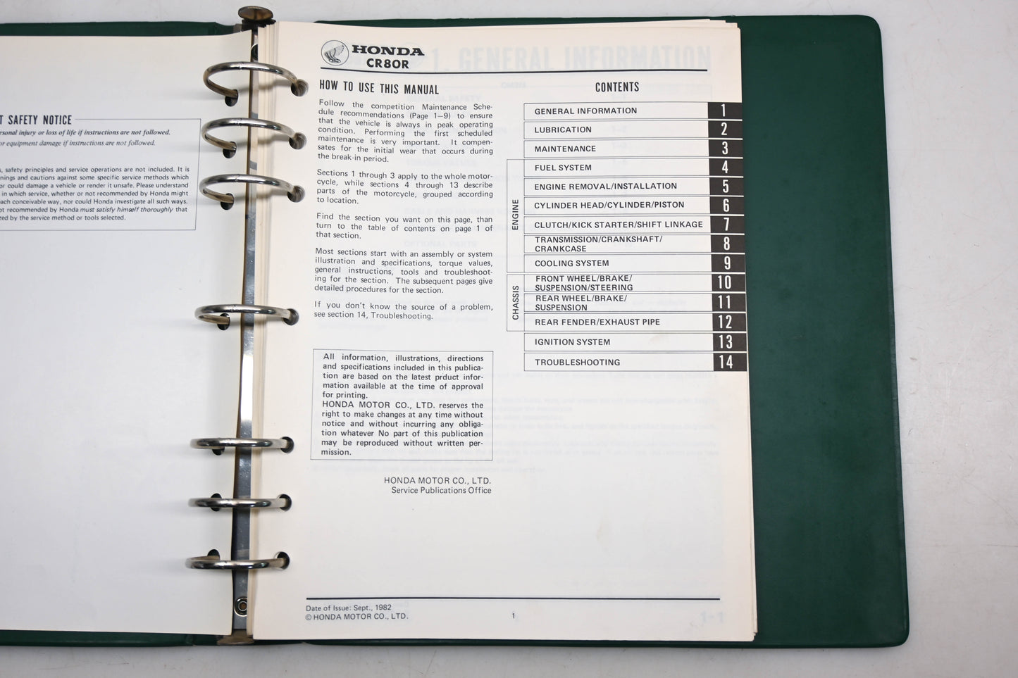 OEM Honda 61GC400 1983 CR80R Shop Manual