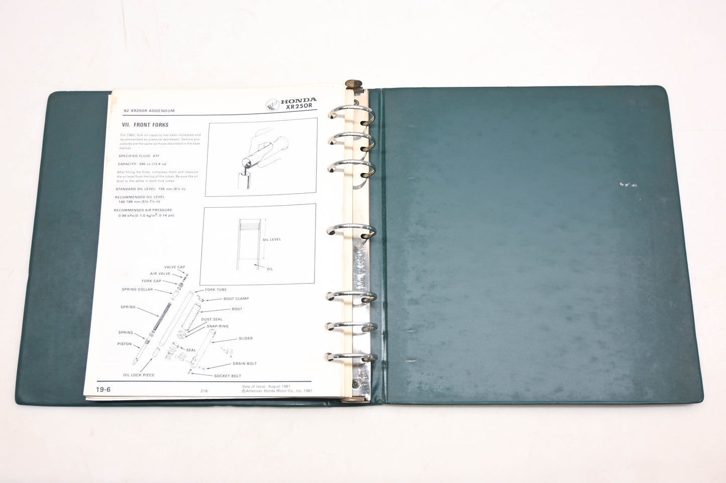 OEM Honda 61KA601 1981-82 XR250R Shop Manual