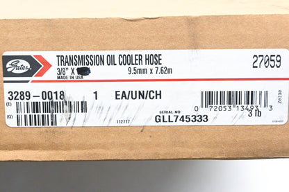 Gates 3289-0018, 27059, GL112217 Transmission Oil Cooler Hose 20' NOS