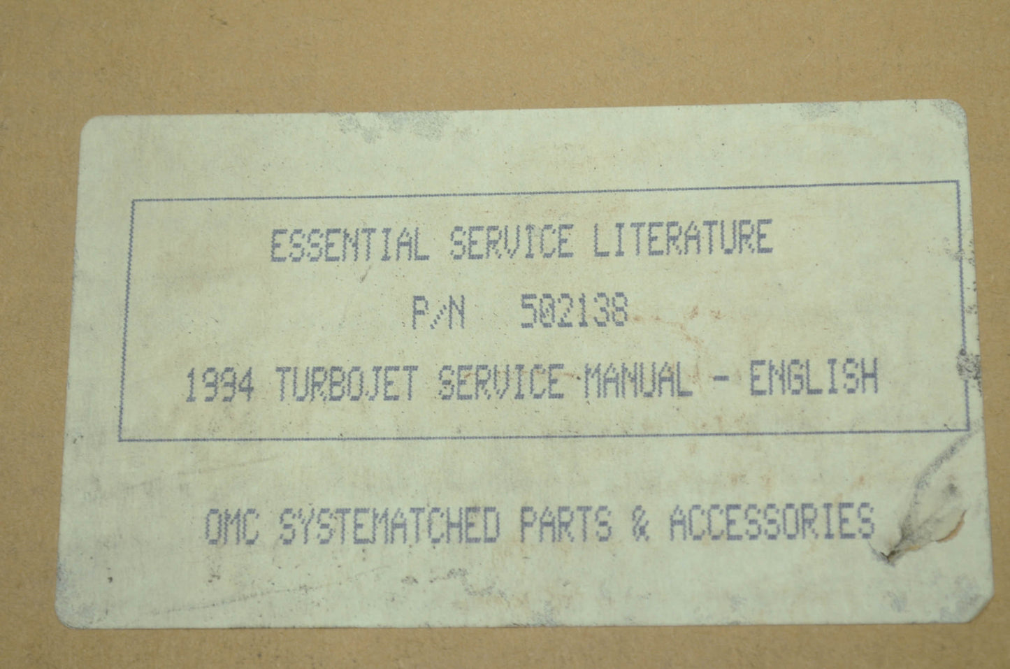 NEW OEM 1994 OMC Turbojet Turbo Jet 90 115 Service Shop Manual 502138 NOS