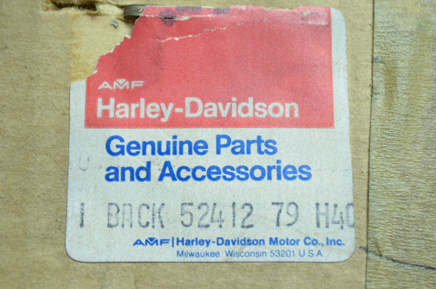 NEW OEM Harley Davidson AMF Sissy Bar Pad Backrest Black Shovelhead 52412-79 NOS