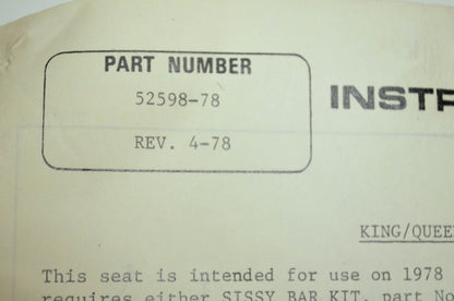 King & Queen Seat 54-78 Sportster XL XLCH NOS