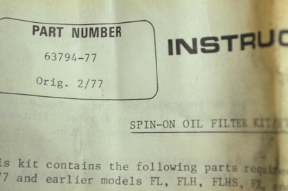 Spin On Oil Filter Kit & Extra Filters NOS