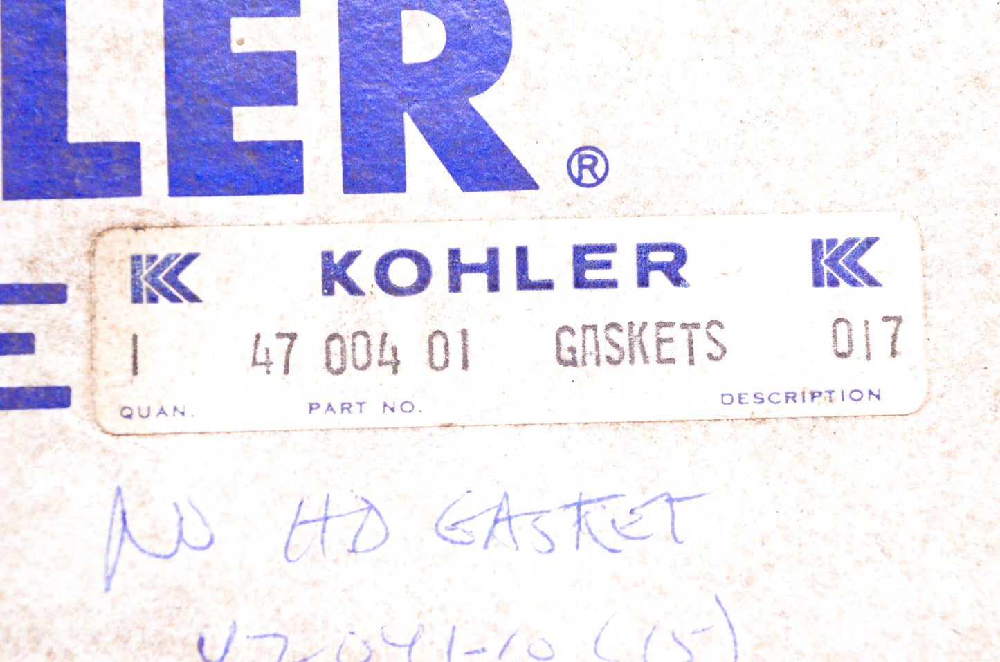 Kohler 47 004 01, TT104-A Gaskets NOS