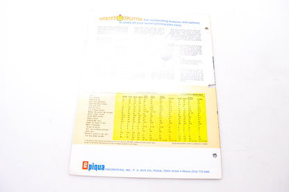 Piqua Engineering RU026-7 Lickity Splitter Brochure NOS
