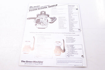 The Green Machine GM603 Power-Blower 4600LP Brochure