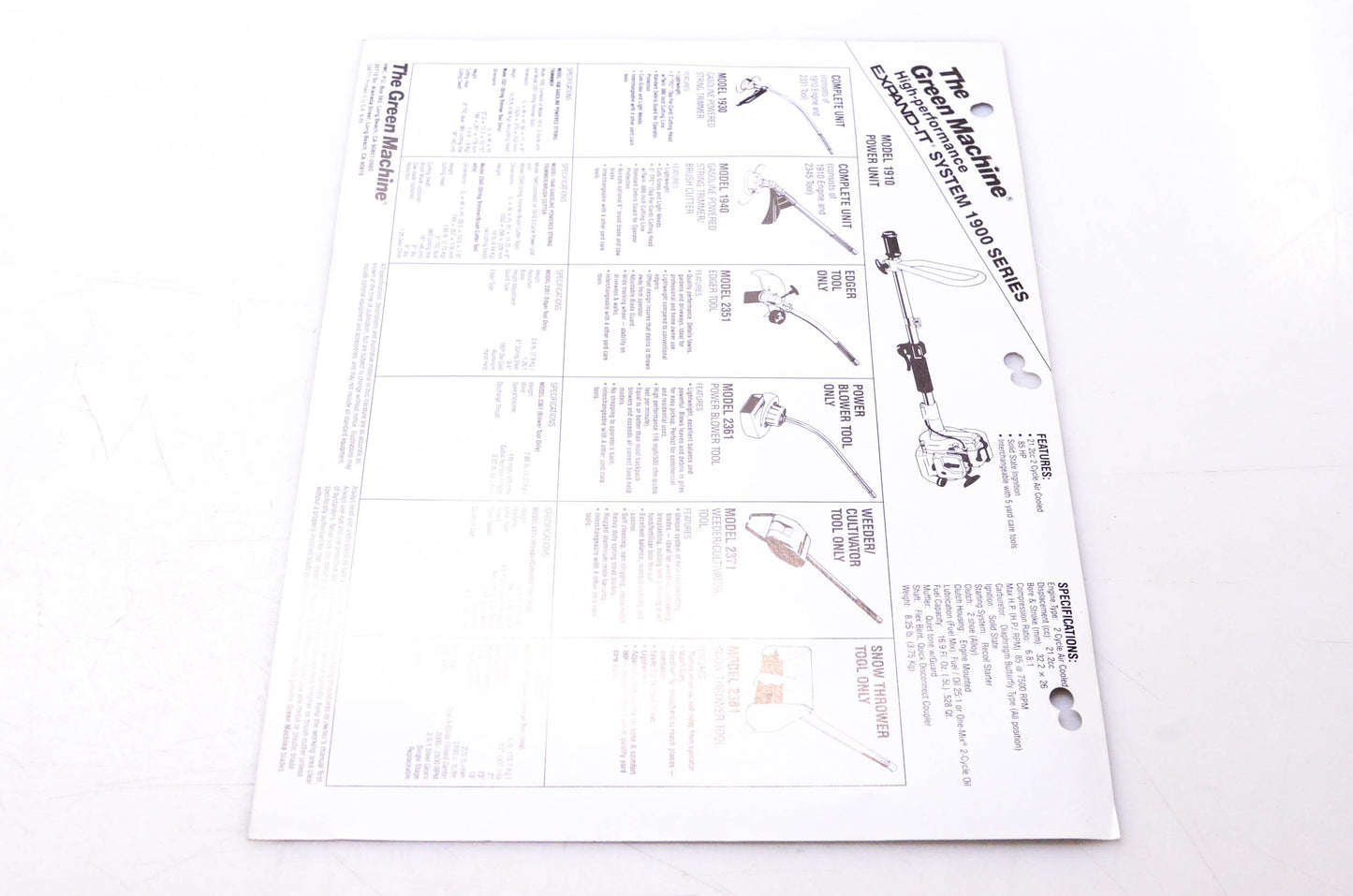 The Green Machine GM777 Expand-It System 1900 Brochure