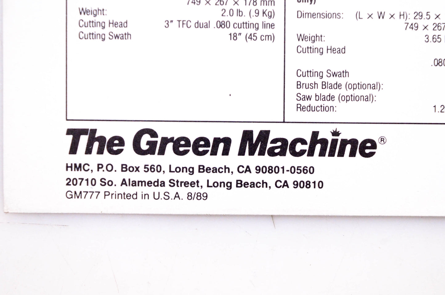 The Green Machine GM777 Expand-It System 1900 Brochure