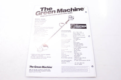 The Green Machine GM828 Model 3000M String Trimmer Brush Cutter Tree Pruner Brochure
