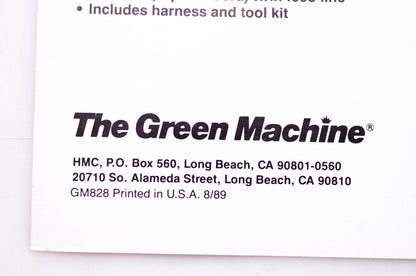 The Green Machine GM828 Model 3000M String Trimmer Brush Cutter Tree Pruner Brochure