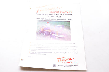 Thompson Seeder Company TFT 12-88 Electric Seeder on Flotation Trailer Brochure