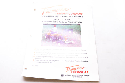 Thompson Seeder Company TFT 12-88 Electric Seeder on Flotation Trailer Brochure