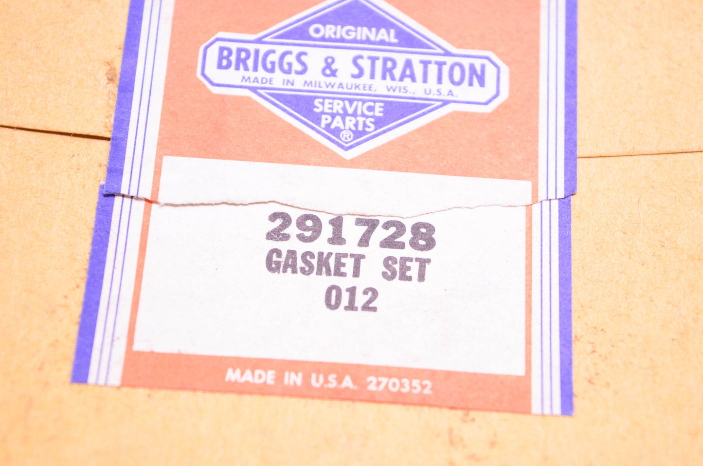 New OEM Briggs & Stratton 291728 Gasket Kit NOS