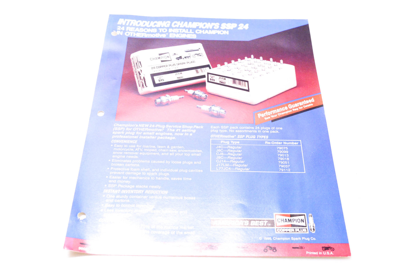 Champion Spark Plug Co. 98680, 28730 Champion's SSP 24 Brochure