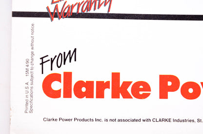 Clarke Power Products 15M 4/90 Power Washers Jet 80 PW 6000 Brochure NOS
