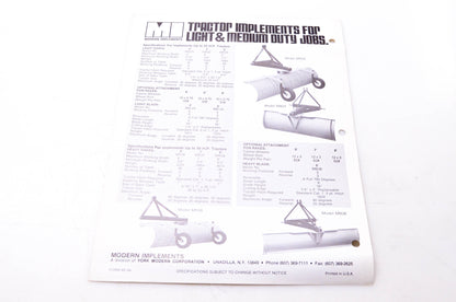 Modern Implements MI-84 Modern Implements for Up to 30 HP Tractors Brochure