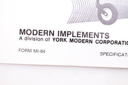 Modern Implements MI-84 Modern Implements for Up to 30 HP Tractors Brochure