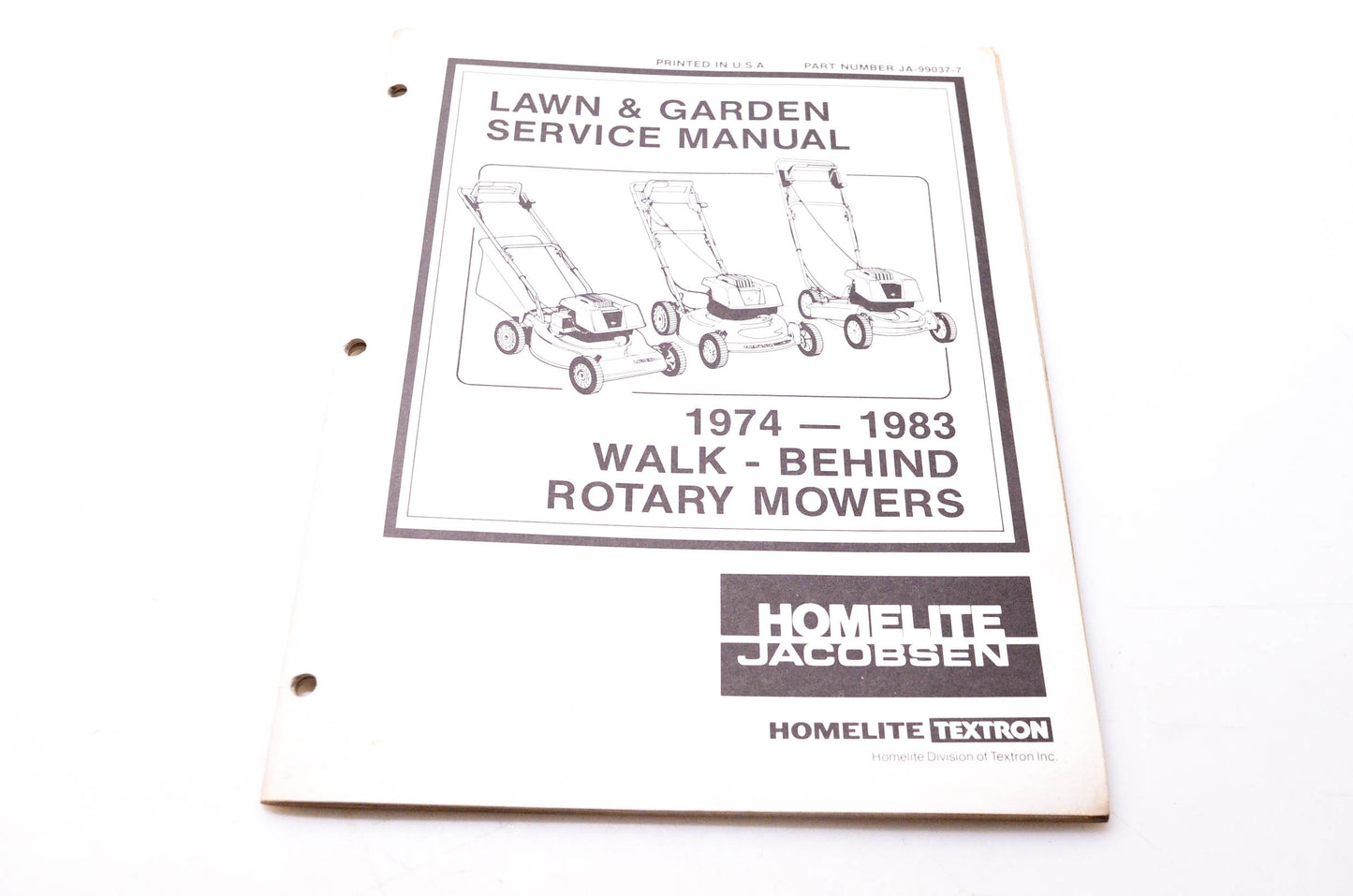 Homelite Jacobsen JA-99037-7 Lawn & Garden Service Manual 1974 1983 Walk-Behind Rotary Mowers