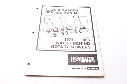 Homelite Jacobsen JA-99037-7 Lawn & Garden Service Manual 1974 1983 Walk-Behind Rotary Mowers