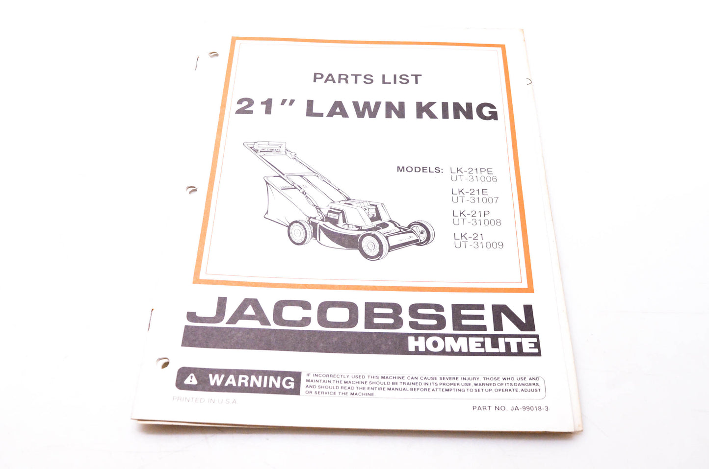 Homelite Textron JA-99018-3 Parts List 21" Lawn King