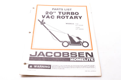 Homelite Textron JA-99018-6 Parts List 20" Turbo Vac Rotary
