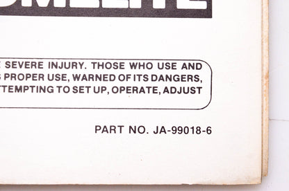 Homelite Textron JA-99018-6 Parts List 20" Turbo Vac Rotary