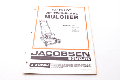 Homelite Textron JA-99024-2 Parts List 20" Twin-Blade Mulcher