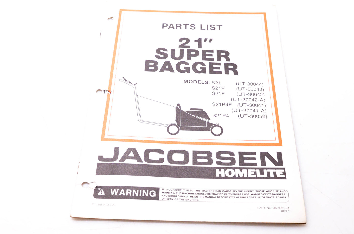 Homelite Textron JA-99018-4 Parts List 21" Super Bagger