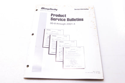 Simplicity Manufacturing 900-2516-00-XX-SMA Product Service Bulletins 00-8 through 2001-1