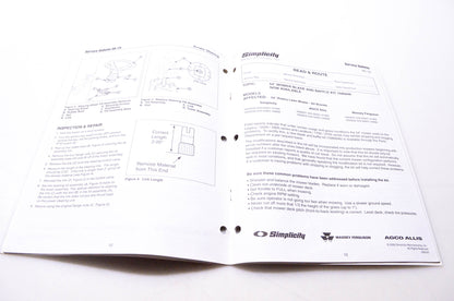 Simplicity Manufacturing 900-2516-00-XX-SMA Product Service Bulletins 00-8 through 2001-1