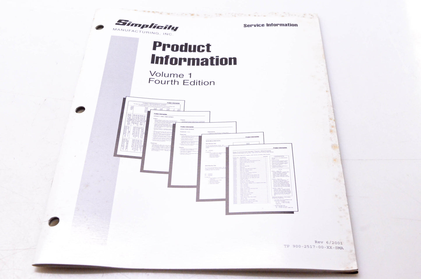 Simplicity Manufacturing 900-2517-00-XX-SMA Product Information Volume 1