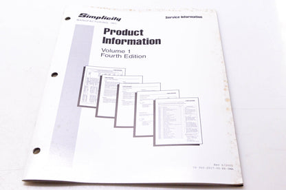 Simplicity Manufacturing 900-2517-00-XX-SMA Product Information Volume 1