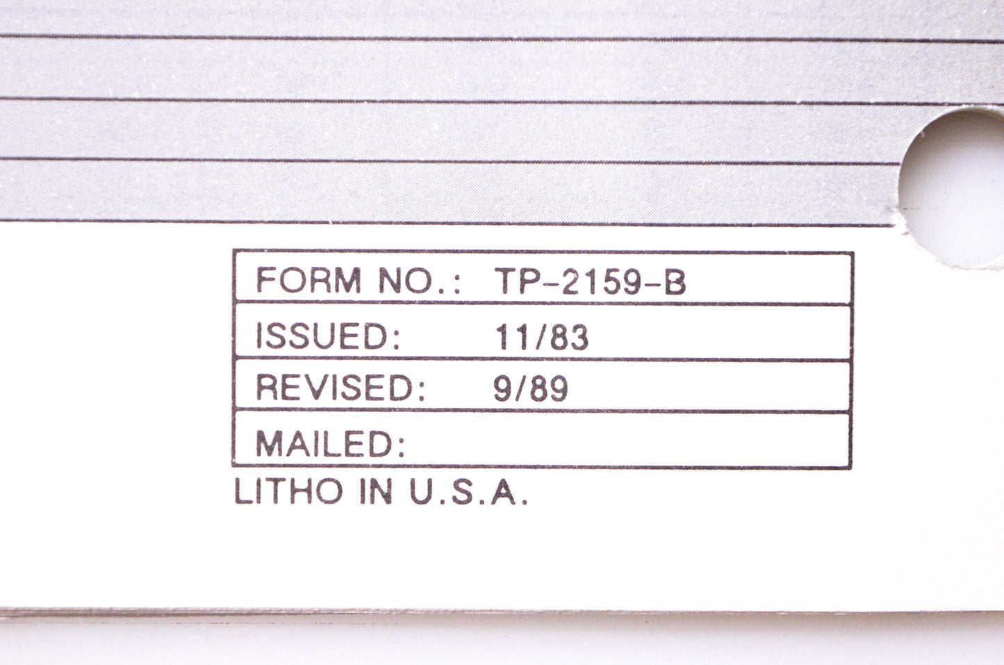 Kohler TP-2159-B Measurement Guide