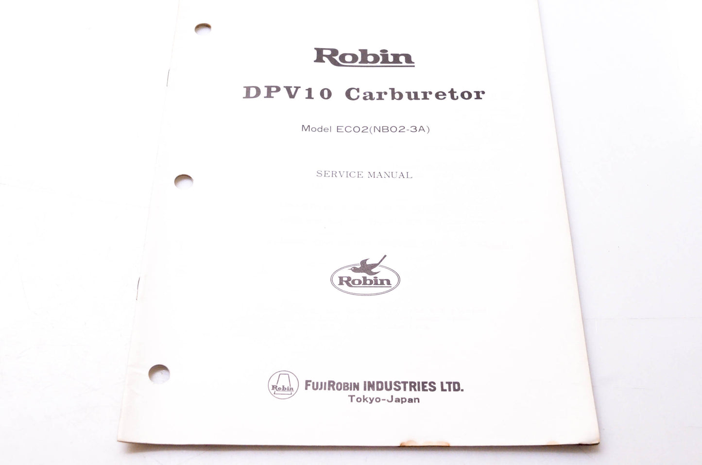 Fuji Robin 1036 84.7 Robin DPV10 Carburetor Model EC02(NB02-3A) Service Manual