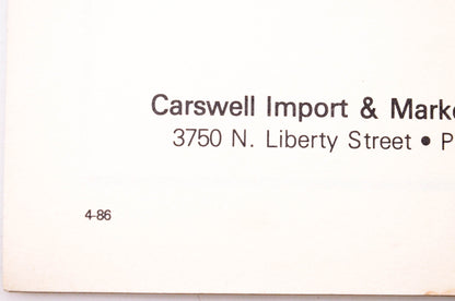 Carswell Distributing Company 4-86 Robin Blower Model FL21 Parts Manual