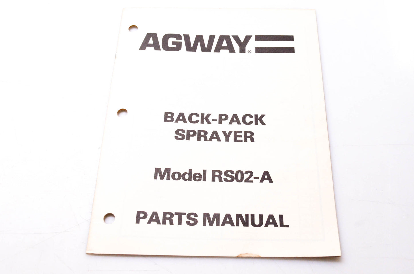 Carswell Distributing Company CIMA 11-86 Agway Back-Pack Sprayer Model RS02-A Parts Manual