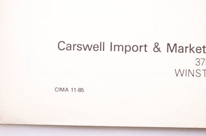 Carswell Distributing Company CIMA 1-86 Agway Gas Trimmer Brush Cutter Model GT301 Parts Manual