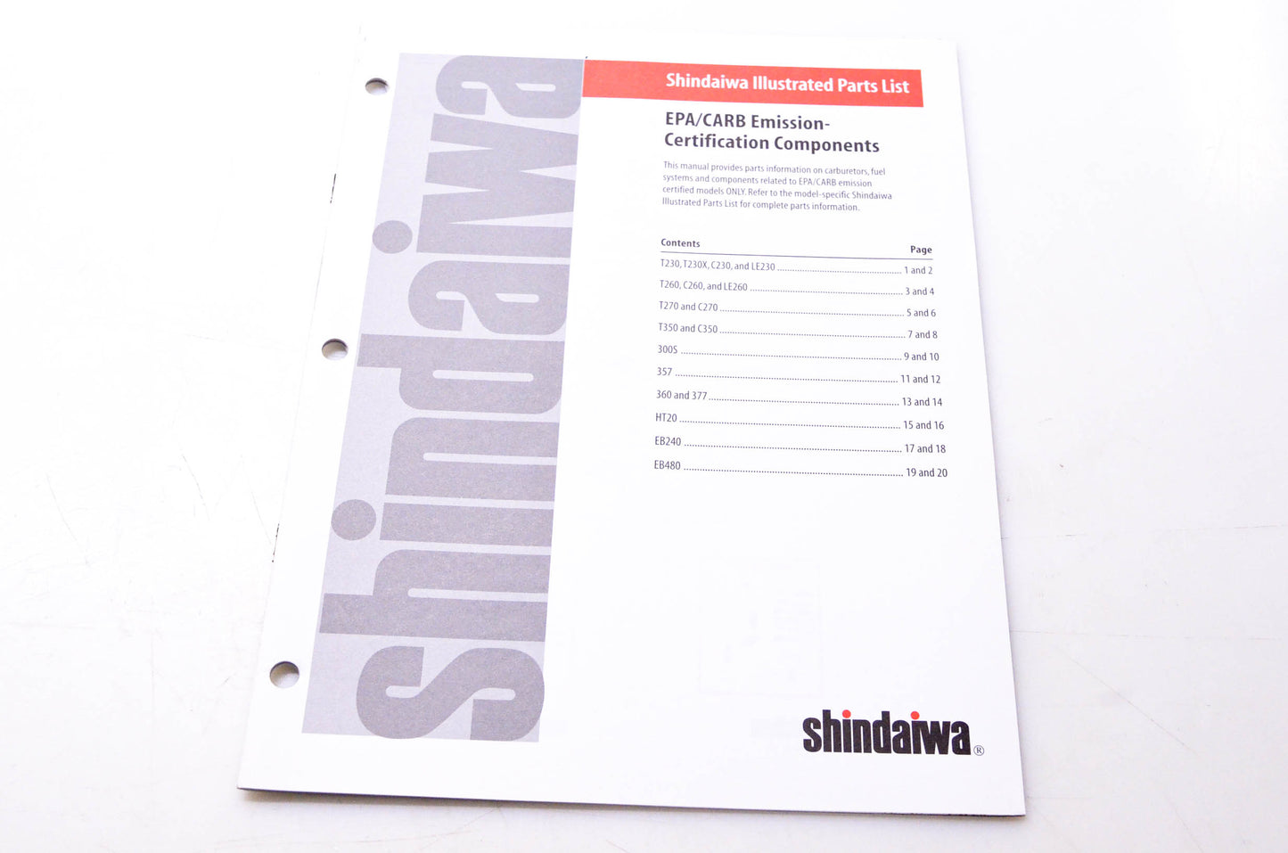 Shindaiwa 61250 Illustrated Parts List