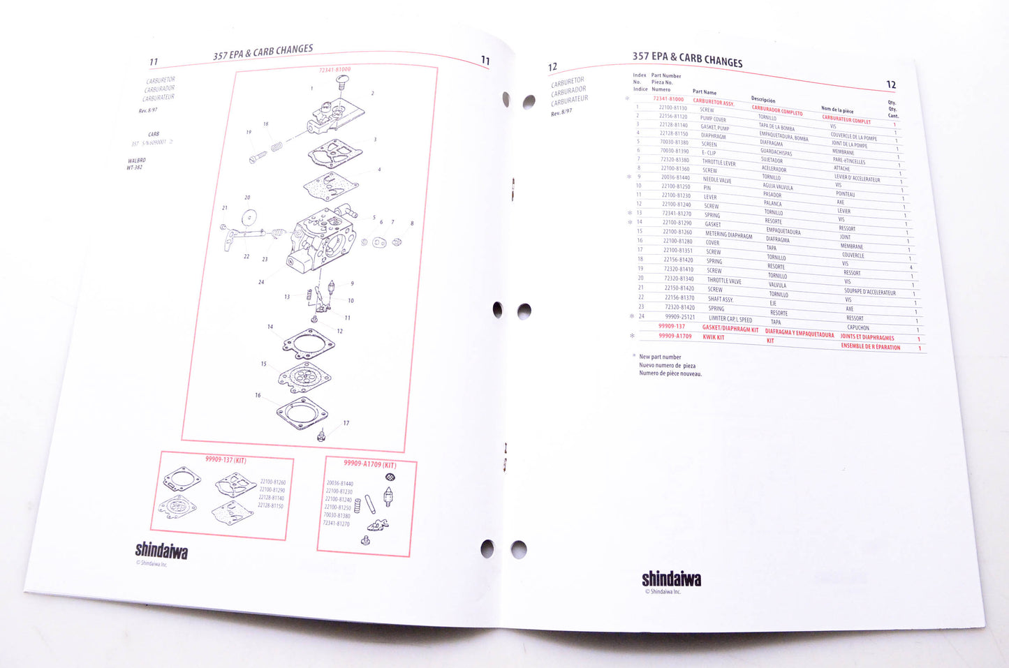 Shindaiwa 61250 Illustrated Parts List